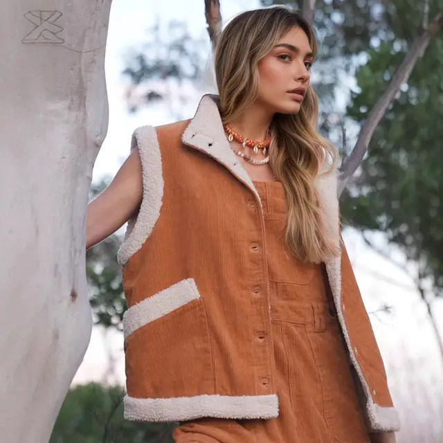 Fashionable Jacket Warm Fur Sleeveless Vest Yellowish Brown - Shop at LoveMi