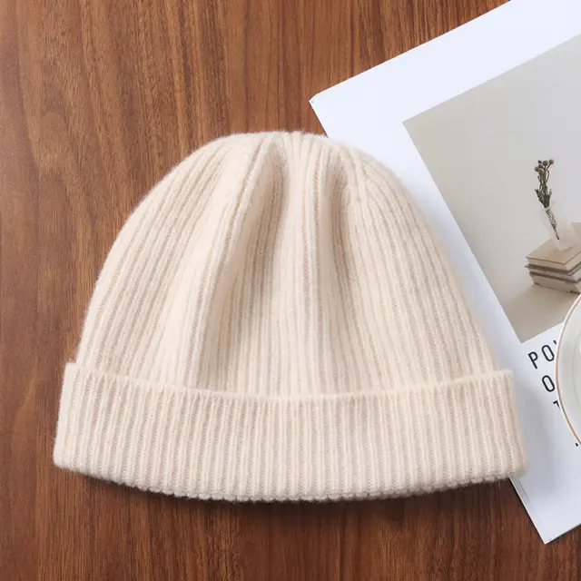 Outdoor Full Wool Knitted Warm Hat Beige - Shop at LoveMi