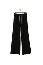 Elastic Waist Drawstring Slimming Trousers - Black