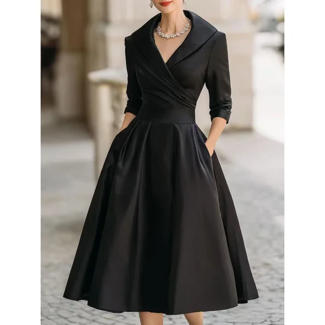 Elegant Formal Waist tight Dress Slimming Elegant Long Sleeve Black - Shop at LoveMi