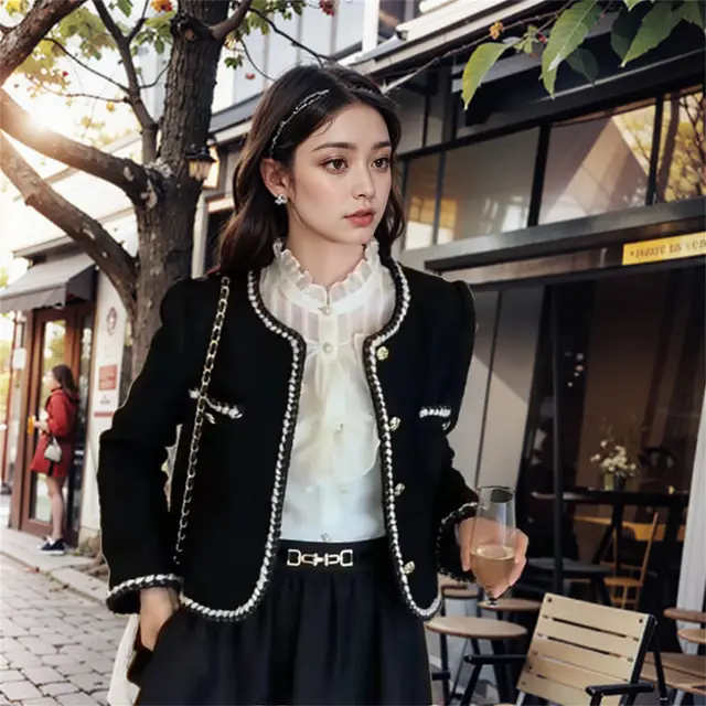 Autumn And Winter French Small Fragrance Coat Women's Short Paragraph Black - Shop at LoveMi