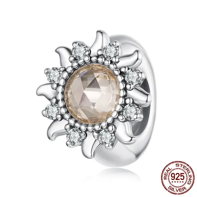 S925 Sterling Silver SUNFLOWER Silicone Positioning Bracelet Spacer Beads Scc3163 Spacer Beads - Shop at LoveMi