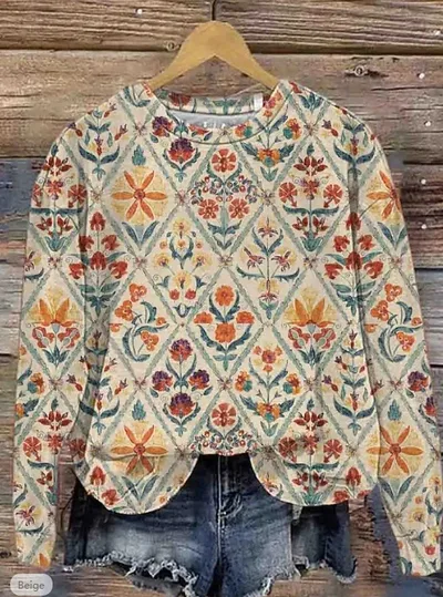 European And American Printing Long Sleeve Casual Top Autumn Winter Sweater Style 3 - Shop at LoveMi