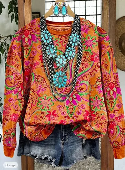 European And American Printing Long Sleeve Casual Top Autumn Winter Sweater Style 5 - Shop at LoveMi