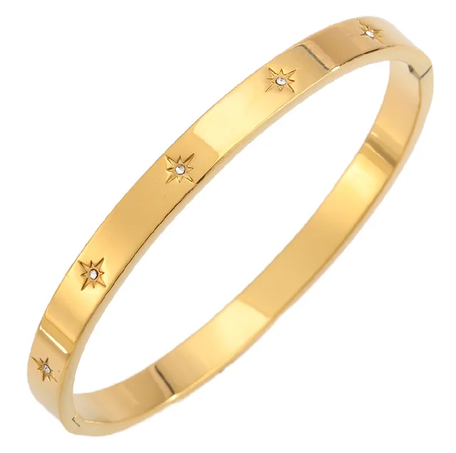 Titanium Steel No Fading Starry Silver Bracelet Golden Eight Awn Star 173 - Shop at LoveMi