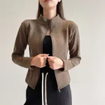 Stand Collar Short Coat Cashmere Hoodie Women Plus Velvet Thickening - Picklesgreen
