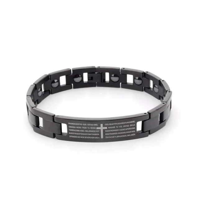 European And American Stainless Steel Blank Curved Bracelet Men's Accessories Black - Shop at LoveMi