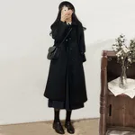 Loose Slimming Thickened Over-the-knee Women's Coat - Black