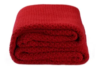 Spring And Autumn Cotton Baby Knitted Wool Blanket - Red