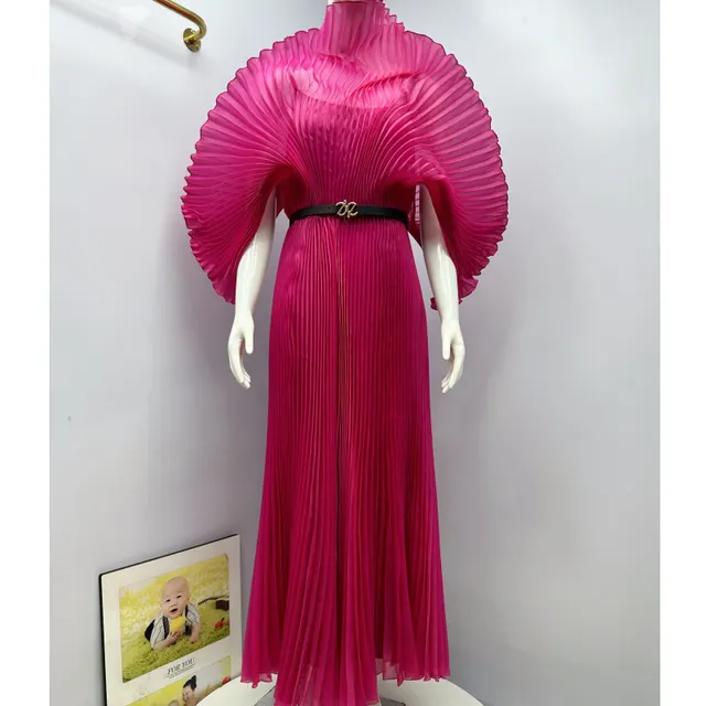 Elegant Solid Color Plus Size Dress Rose Red - Shop at LoveMi