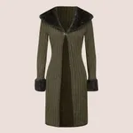 Slim Fit Slimming Knitted Casual Top Trench Coat - Green