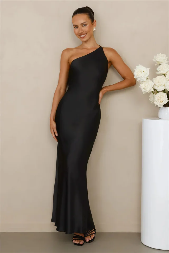 Long Backless Lace Up Slim Fit Women's Dress Black - Shop at LoveMi