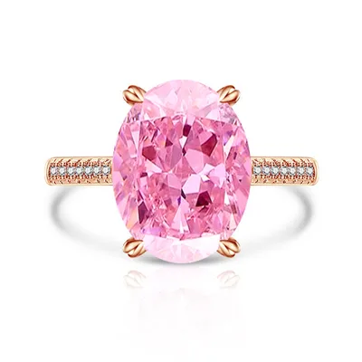 Female Versatile Casual Papalacha High Carbon Diamond Ice Flower Ring Rose Gold Light Pink - Shop at LoveMi