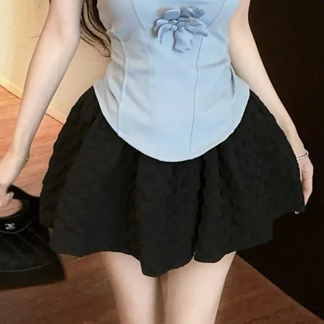Tube Top High Waist A Line Skirt Suit Black Skirt - Shop at LoveMi