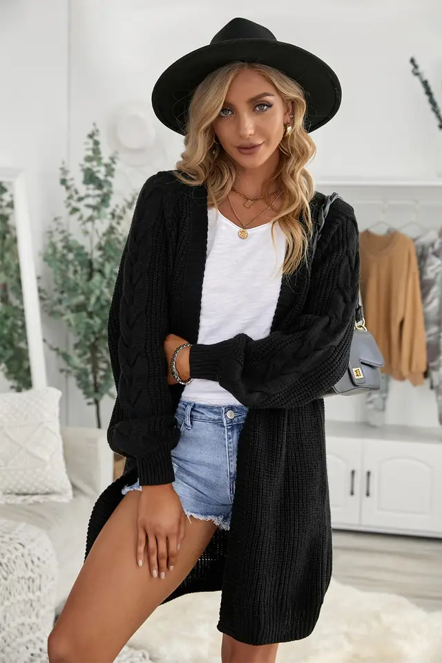 Women's Baggy Coat Sweater Top Slimming Black - Shop at LoveMi