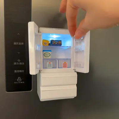 Double Door Refrigerator 3D Candy Toy Model Refridgerator Magnets White With 15 Food Vegetables - Shop at LoveMi