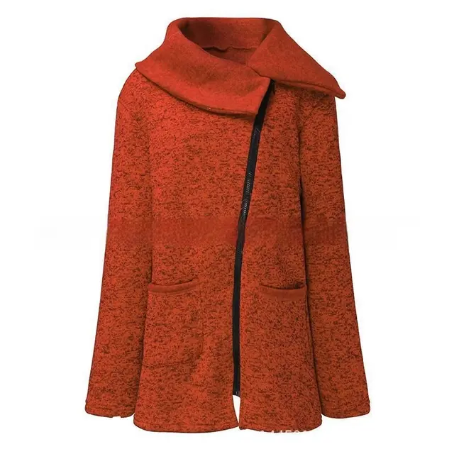 Women's Fashion Side Zipper Coat Top Orange - Shop at LoveMi