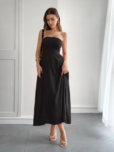 Women's High Waist Tube Top Dress Black - Shop at LoveMi