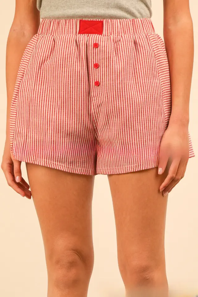 Fashion Casual New Style Plaid Shorts Red Stripes - Shop at LoveMi