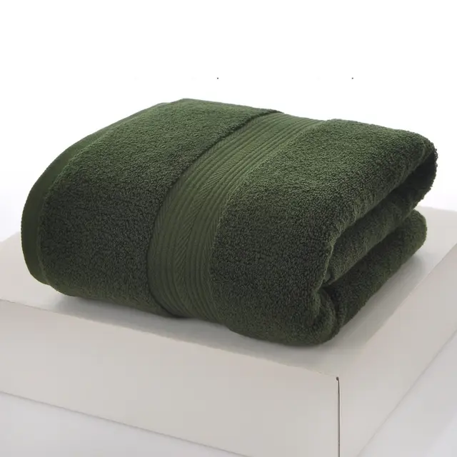 Household Portable Pure Color Simple Cotton Bath Towel Army Green - Shop at LoveMi