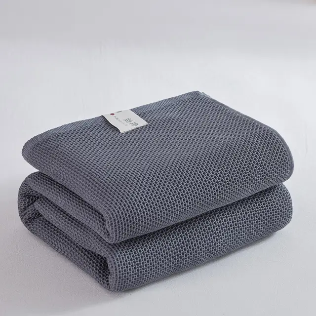 Cotton Honeycomb Towel Quilt Single Double Nap Blanket Dark Gray - Shop at LoveMi