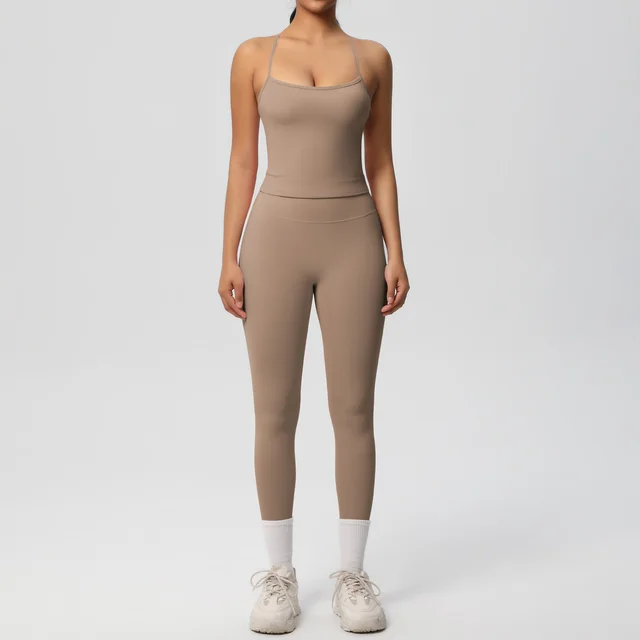 Back Tight Exercise Yoga Clothes Suit Caramel Mocha - Shop at LoveMi