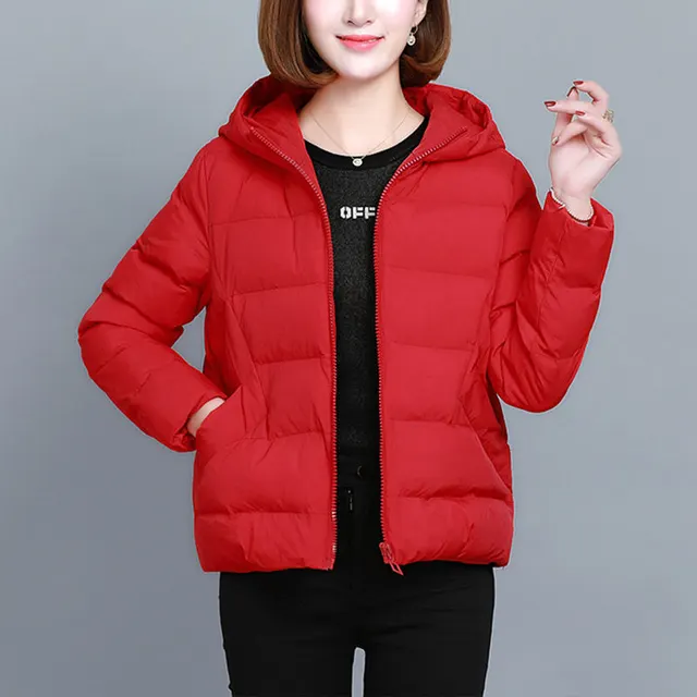 Women's Wear Loose Short Korean Style Cotton Coat Bright Red - Shop at LoveMi