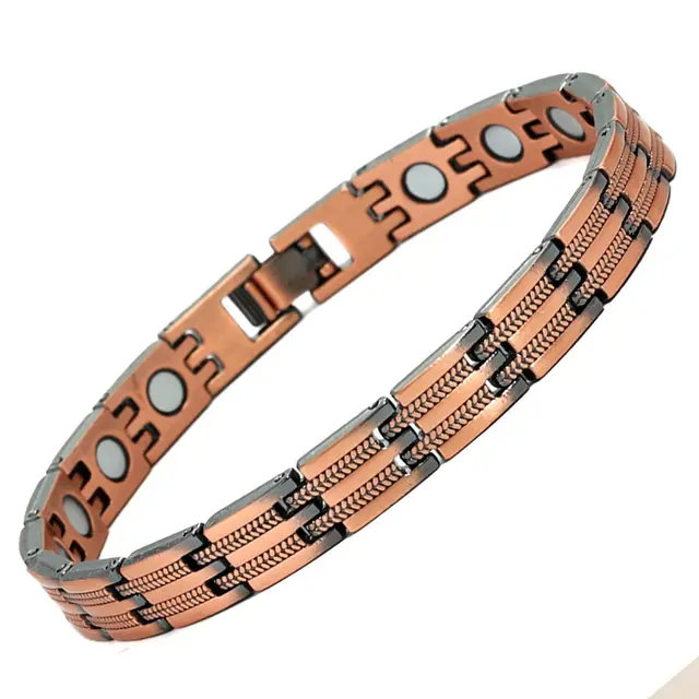 Carved Retro Three Rows Full Magnet Bracelet Line 19 Clause Bronze - Shop at LoveMi