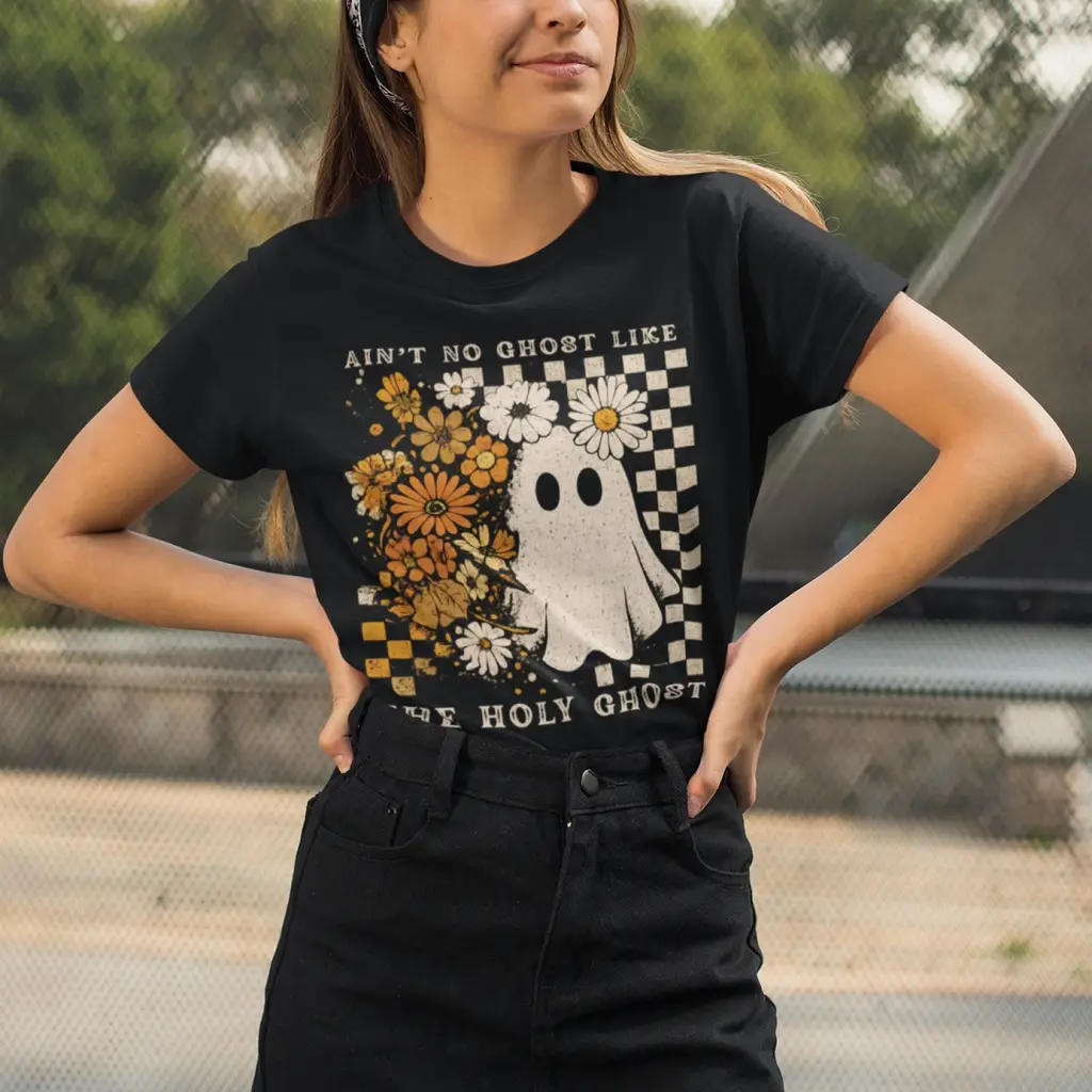 Women's Casual Round Neck Cartoon Printed Short Sleeve - Black