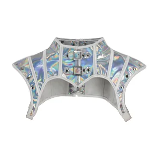 Punk Bunched Neck Knight Leather Shawl Motorcycle Belt Buckle - Silver