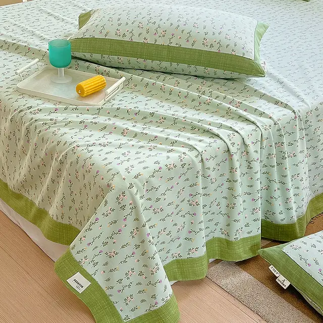Pure Cotton Crash Bed Sheet One piece Small Floral Chunmanyuan - Shop at LoveMi