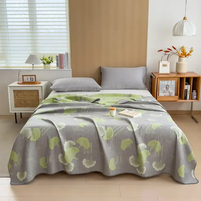 Cotton Three layer Yarn Towels Quilt And Blankets Comfortable Life Gray Green - Shop at LoveMi