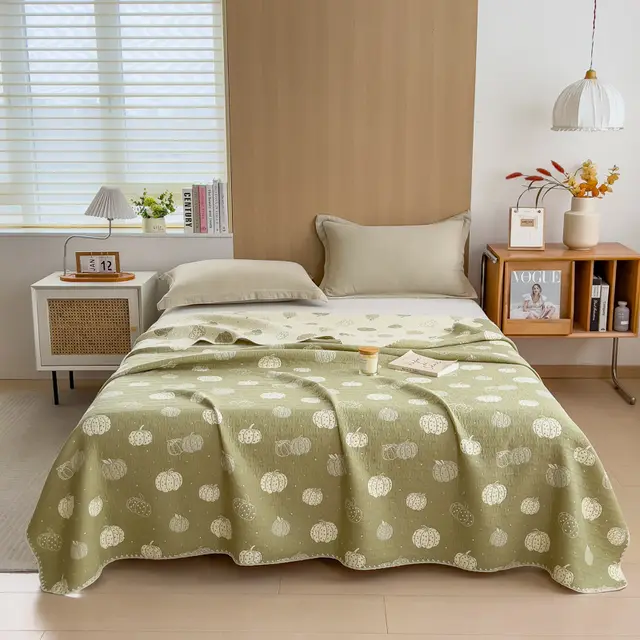 Cotton Three layer Yarn Towels Quilt And Blankets Pumpkin Party Green - Shop at LoveMi