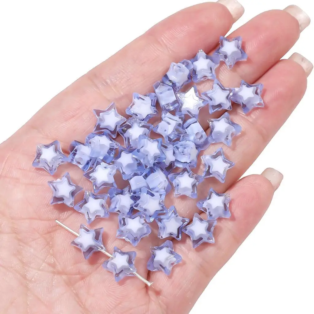 Acrylic Two-color Beads Five-pointed Star Scattered Bracelet Beads Necklace - Blue
