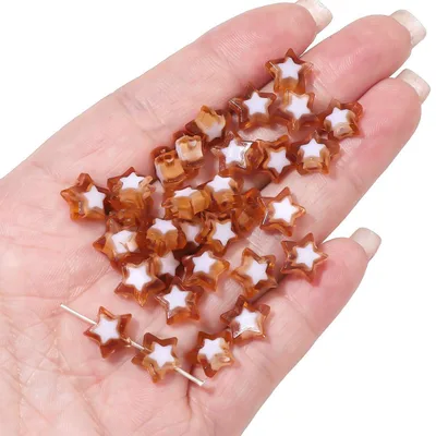 Acrylic Two color Beads Five pointed Star Scattered Bracelet Beads Necklace Coffee - Shop at LoveMi