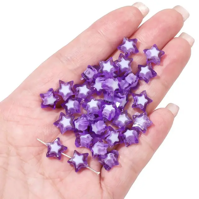 Acrylic Two color Beads Five pointed Star Scattered Bracelet Beads Necklace Purple - Shop at LoveMi