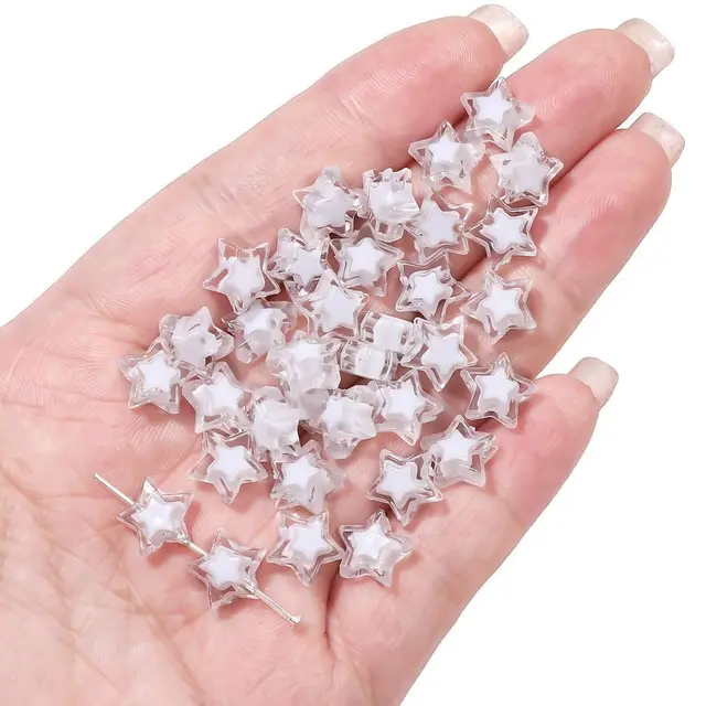 Acrylic Two color Beads Five pointed Star Scattered Bracelet Beads Necklace White Heart - Shop at LoveMi