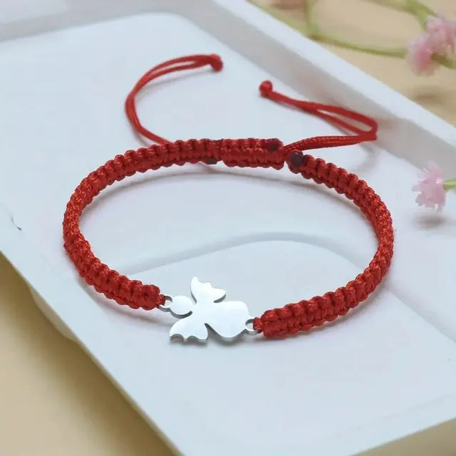 Cute Stainless Steel Hand woven Angel Bracelet Red - Shop at LoveMi