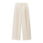 High Waist Wide Leg Draping Pleated Trousers - Milky White