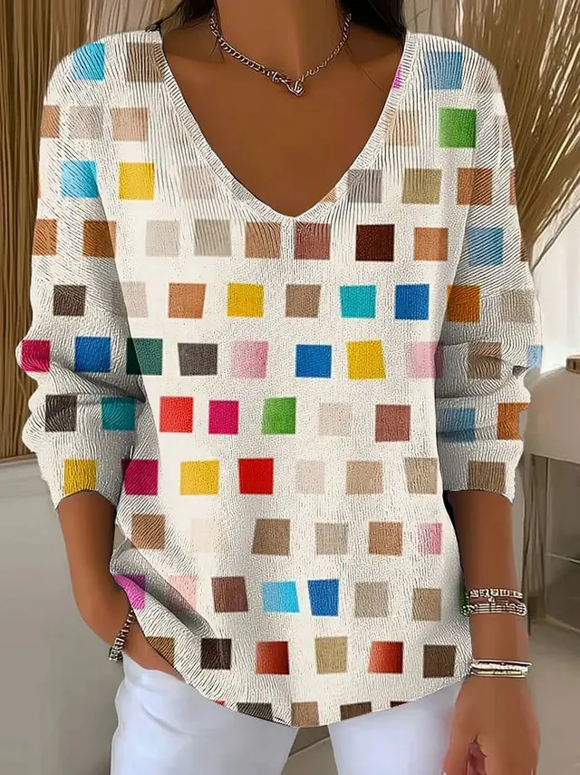 Women's V neck 3D Printed Fashion Loose Cool Sweater 3Style - Shop at LoveMi