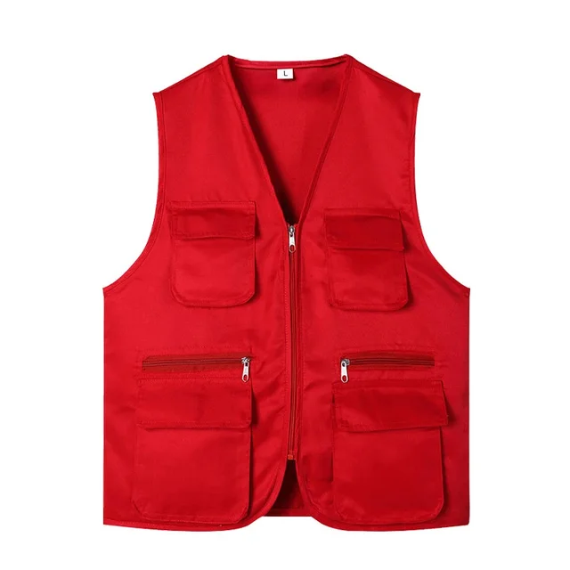 Multi pocket Vest Volunteer Work Clothes Activity Red - Shop at LoveMi