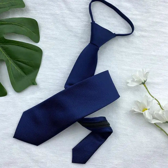 Female Violet Blue Japanese Style Lazy Free Uniform Bow Double Layer Navy Blue Shirt Bow Tie 48Cm Twill Zipper - Shop at LoveMi