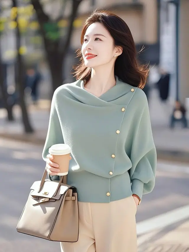 Autumn New Fashionable Sweater Top For Women Bean Green - Shop at LoveMi