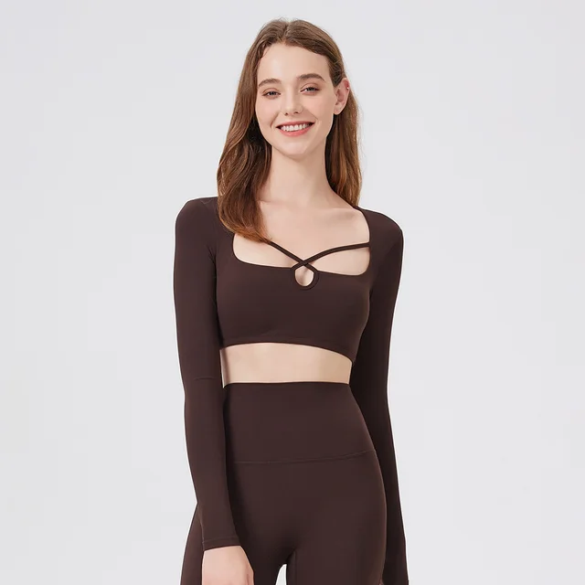 Yoga Clothes Quick dry Casual Tops Training Running Sports Distilled Coffee - Shop at LoveMi