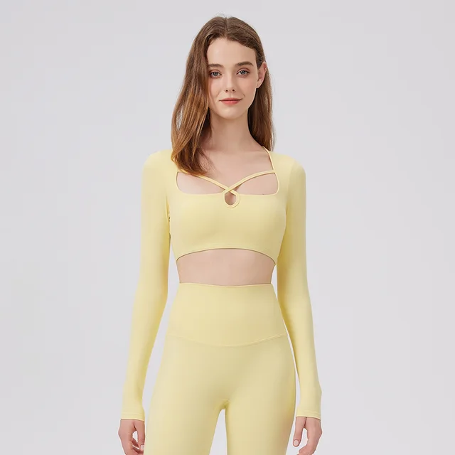 Yoga Clothes Quick dry Casual Tops Training Running Sports Light Banana Yellow - Shop at LoveMi