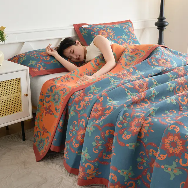 Household Bedspread Air Conditioner Quilt Three piece Set Gentle Flower Border - Shop at LoveMi