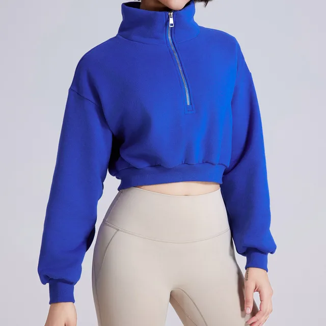 Loose Casual Yoga Clothes Long sleeved Top Blue - Shop at LoveMi