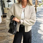 Casual Holiday Button Long-sleeved Coat For Women - Brown