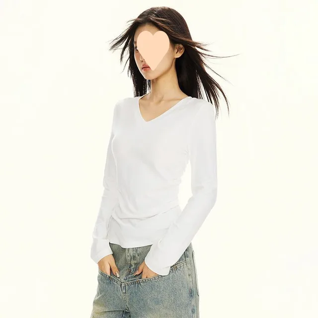 New Long sleeve T shirt Dralon Women's Simple Top White - Shop at LoveMi