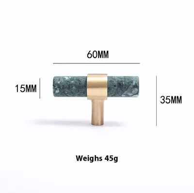 Natural Marble Pure Brass Door Handle Dark Green - Shop at LoveMi